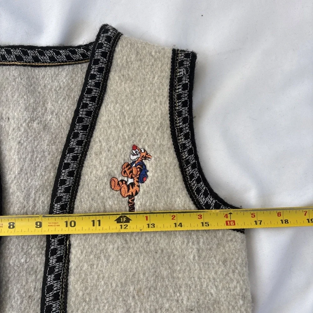 Vtg Disney Tigger Embroidered Boiled Wool Kids Vest Tyrolean Style‎ Cottagecore